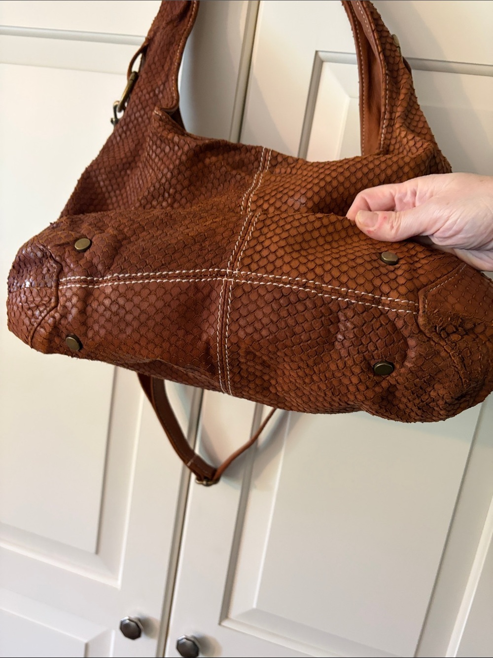Sundance Woven Leather Shoulder Bag in Warm Tan - Picture 7 of 7